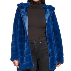 Kenneth Cole New York Grooved Faux Fur Jacket, size Large